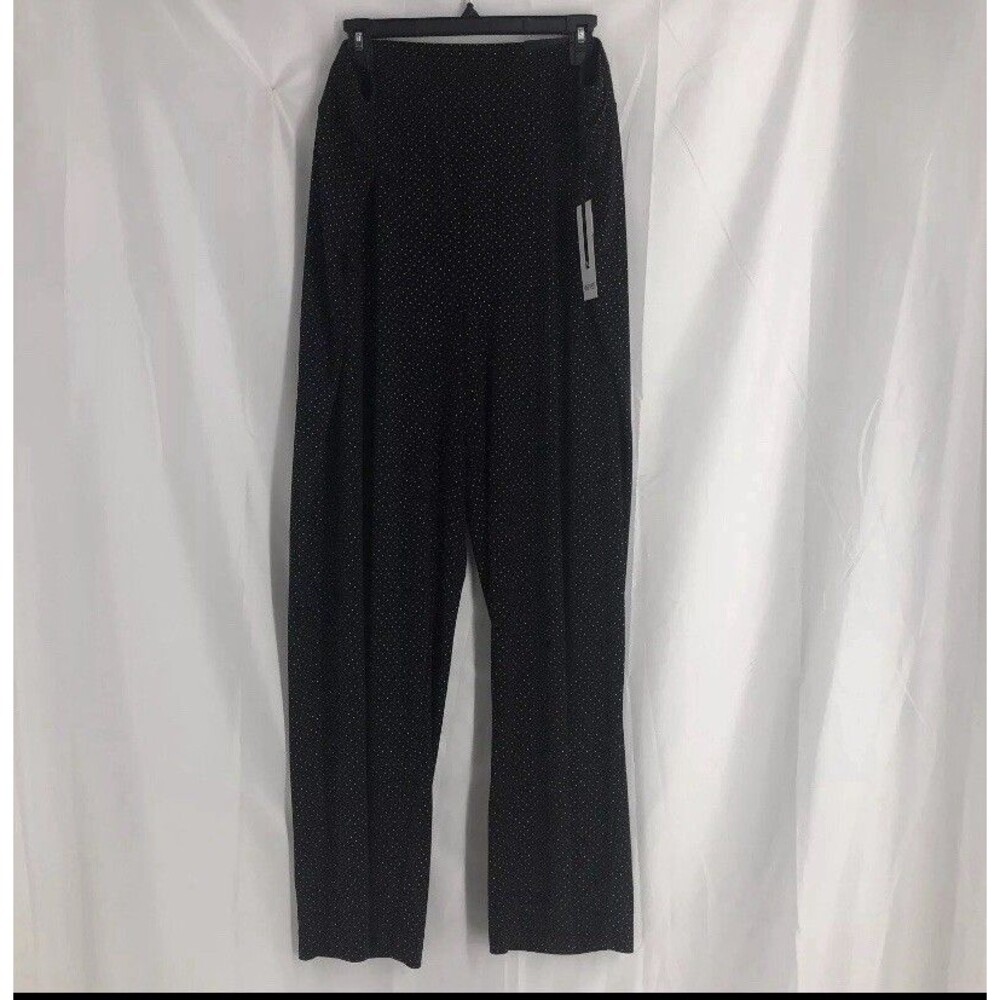 Nine West Dress Pants Womens 2X Wide Leg Trouser Stretch NEW Black/Gold
